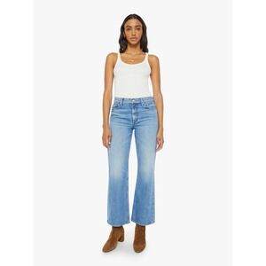 MOTHER Womens Bookie Flood High Rise Flare Cropped Light Wash Denim Jeans